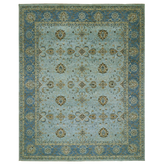 Oushak And Peshawar Wool Hand Knotted Rug Blue Blue 11.10X15.0 -O076056