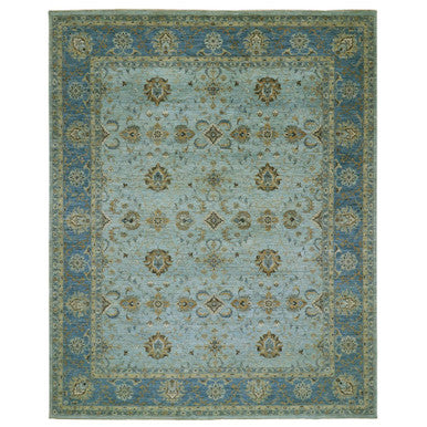 Oushak And Peshawar Wool Hand Knotted Rug Blue Blue 11.10X15.0 -O076056