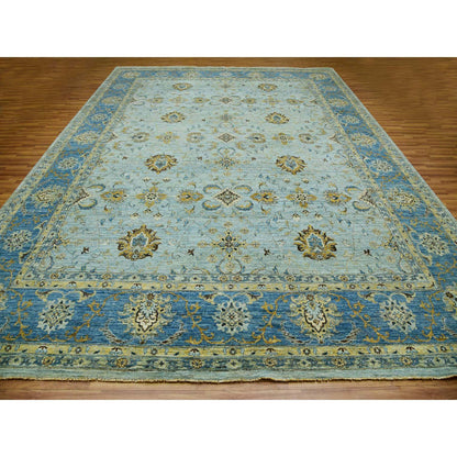 Oushak And Peshawar Wool Hand Knotted Rug Blue Blue 11.10X15.0 -O076056