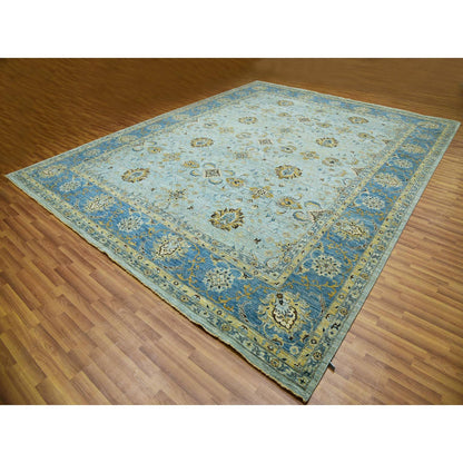 Oushak And Peshawar Wool Hand Knotted Rug Blue Blue 11.10X15.0 -O076056