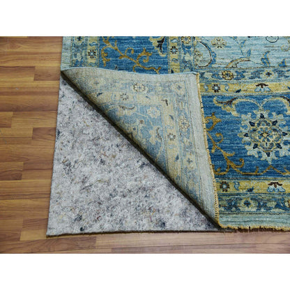 Oushak And Peshawar Wool Hand Knotted Rug Blue Blue 11.10X15.0 -O076056