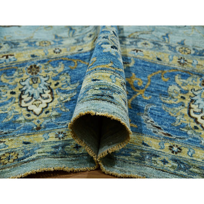 Oushak And Peshawar Wool Hand Knotted Rug Blue Blue 11.10X15.0 -O076056
