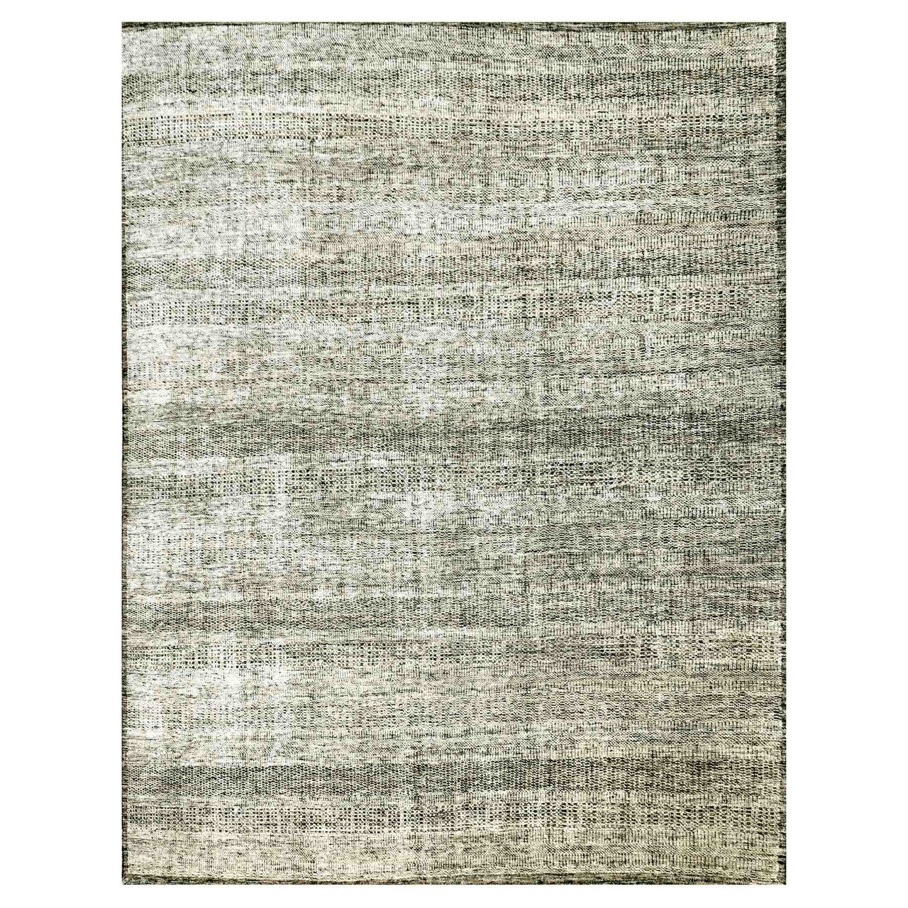 Black 12'2" x 15'0" Modern and Contemporary Hand knotted Wool Rug - Sku: O076067