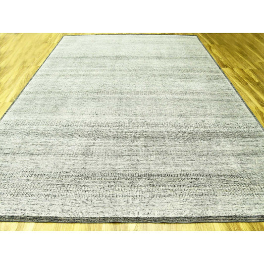 Modern and Contemporary Wool Hand Knotted Rug Black No Border 12.2X15.0 -O076067