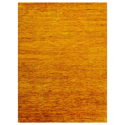 Modern and Contemporary Sari Silk Hand Knotted Rug Yellow 8.11x11.10 -O076068