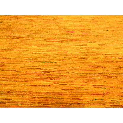 Modern and Contemporary Sari Silk Hand Knotted Rug Yellow 8.11x11.10 -O076068