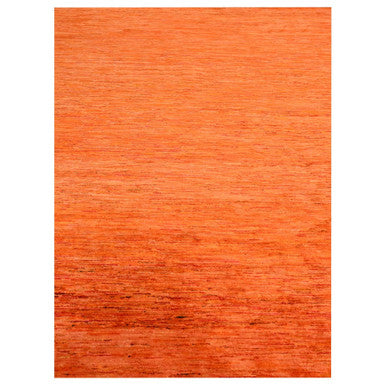 Modern and Contemporary Sari Silk Hand Knotted Rug Orange 9.0x12.0 -O076069