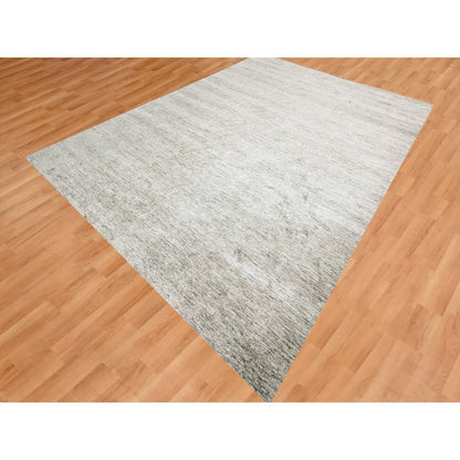 Modern and Contemporary Sari Silk Hand Knotted Rug Brown 9.1x11.10 -O076071