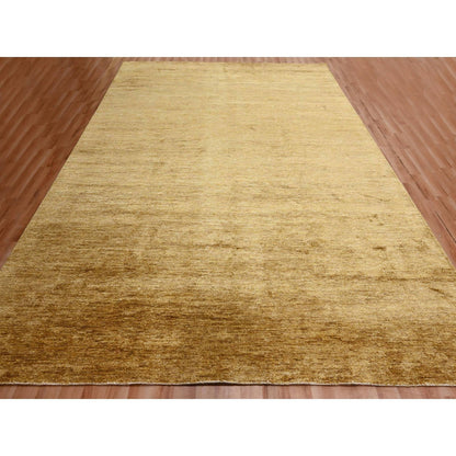 Modern and Contemporary Sari Silk Hand Knotted Rug Brown 8.11x12.1 -O076072