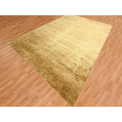 Modern and Contemporary Sari Silk Hand Knotted Rug Brown 8.11x12.1 -O076072