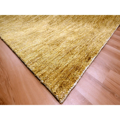 Modern and Contemporary Sari Silk Hand Knotted Rug Brown 8.11x12.1 -O076072