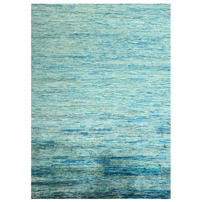 Modern and Contemporary Sari Silk Hand Knotted Rug Blue 8.7x12.2 -O076074