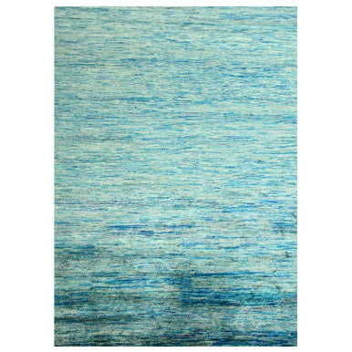 Modern and Contemporary Sari Silk Hand Knotted Rug Blue 8.7x12.2 -O076074