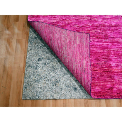 Modern and Contemporary Sari Silk Hand Knotted Rug Pink 8.11x12.3 -O076075
