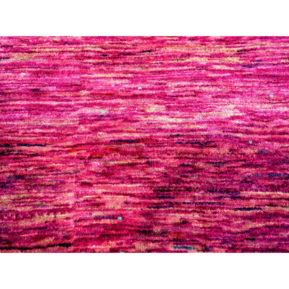 Modern and Contemporary Sari Silk Hand Knotted Rug Pink 8.11x12.3 -O076075