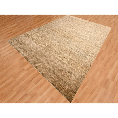 Modern and Contemporary Wool Hand Knotted Rug Brown 9.4x12.4 -O076078