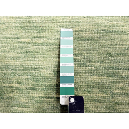 Modern and Contemporary Wool Hand Knotted Rug Green 9.4x12.4 -O076080