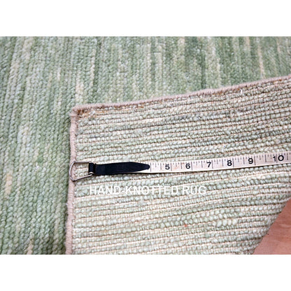 Modern and Contemporary Wool Hand Knotted Rug Green 2.0x3.0 -O076090