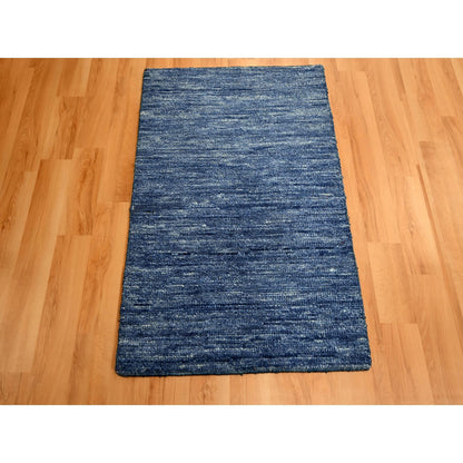 Modern and Contemporary Wool Hand Knotted Rug Blue 2.0x3.0 -O076096