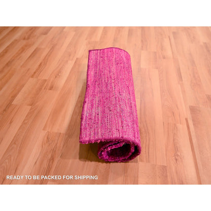 Modern and Contemporary Sari Silk Hand Knotted Rug Pink 2.0x3.0 -O076098