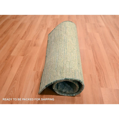 Modern and Contemporary Sari Silk Hand Knotted Rug Green 2.0x3.0 -O076099