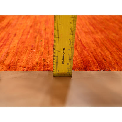 Modern and Contemporary Sari Silk Hand Knotted Rug Orange 2.0x3.0 -O076102
