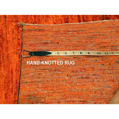 Modern and Contemporary Sari Silk Hand Knotted Rug Orange 2.0x3.0 -O076102
