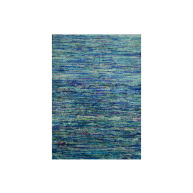 Modern and Contemporary Sari Silk Hand Knotted Rug Blue 2.0x3.0 -O076103