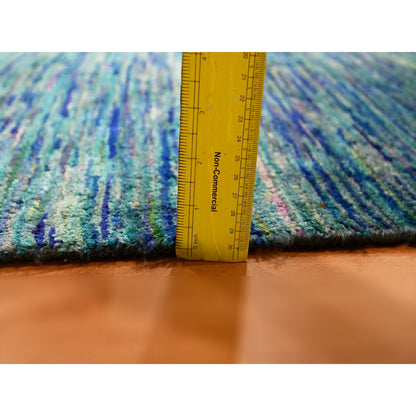Modern and Contemporary Sari Silk Hand Knotted Rug Blue 2.0x3.0 -O076103