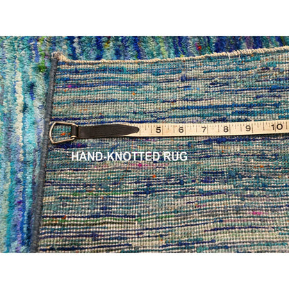 Modern and Contemporary Sari Silk Hand Knotted Rug Blue 2.0x3.0 -O076103