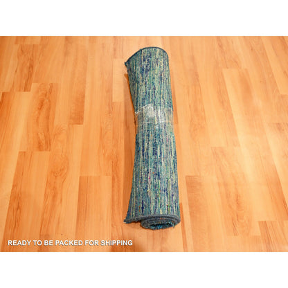 Modern and Contemporary Sari Silk Hand Knotted Rug Blue 2.0x3.0 -O076103