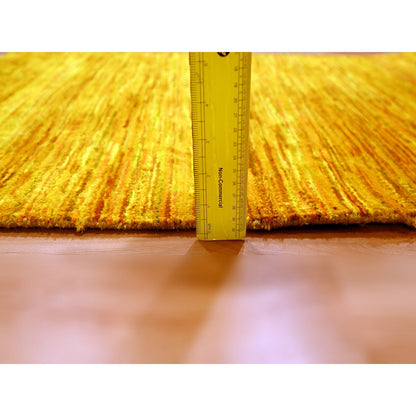Modern and Contemporary Sari Silk Hand Knotted Rug Yellow 2.0x3.0 -O076105