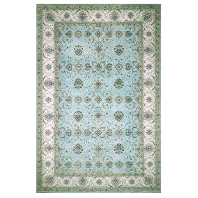 Oushak And Peshawar Wool Hand Knotted Rug Blue 12.0x18.1 -O076106