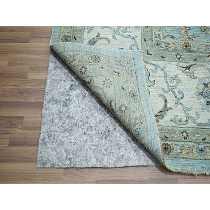 Oushak And Peshawar Wool Hand Knotted Rug Blue 12.0x18.1 -O076106