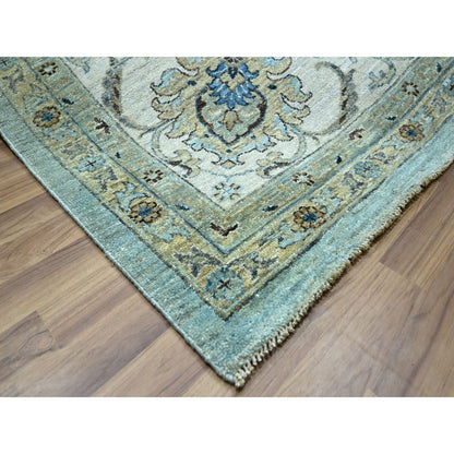 Oushak And Peshawar Wool Hand Knotted Rug Blue 12.0x18.1 -O076106