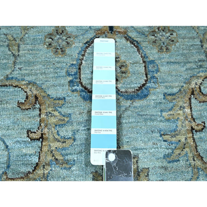 Oushak And Peshawar Wool Hand Knotted Rug Blue 12.0x18.1 -O076106
