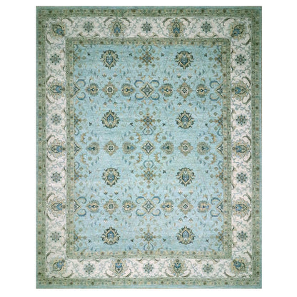 Oushak And Peshawar Wool Hand Knotted Rug Blue 12.2x15.3 -O076107