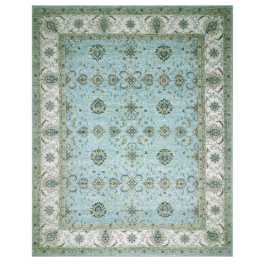 Oushak And Peshawar Wool Hand Knotted Rug Blue 12.2x15.3 -O076107