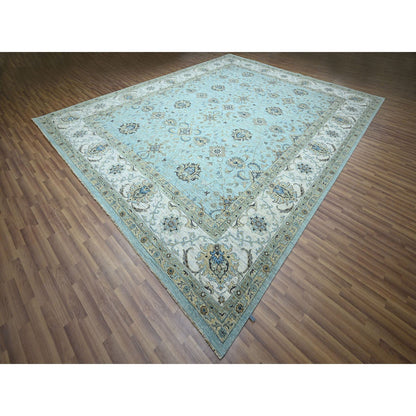 Oushak And Peshawar Wool Hand Knotted Rug Blue 12.2x15.3 -O076107