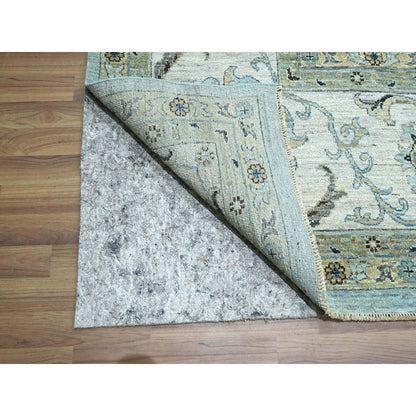 Oushak And Peshawar Wool Hand Knotted Rug Blue 12.2x15.3 -O076107