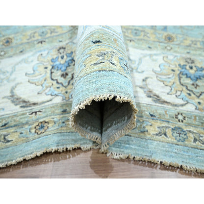 Oushak And Peshawar Wool Hand Knotted Rug Blue 12.2x15.3 -O076107