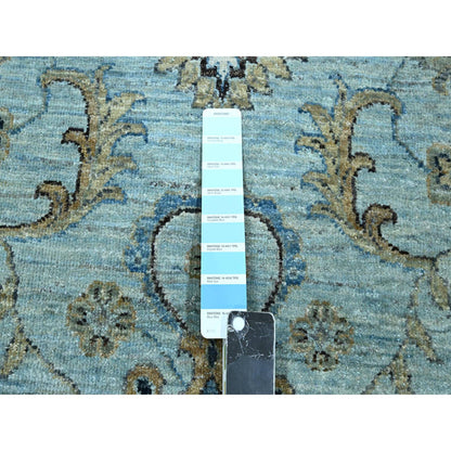 Oushak And Peshawar Wool Hand Knotted Rug Blue 12.2x15.3 -O076107