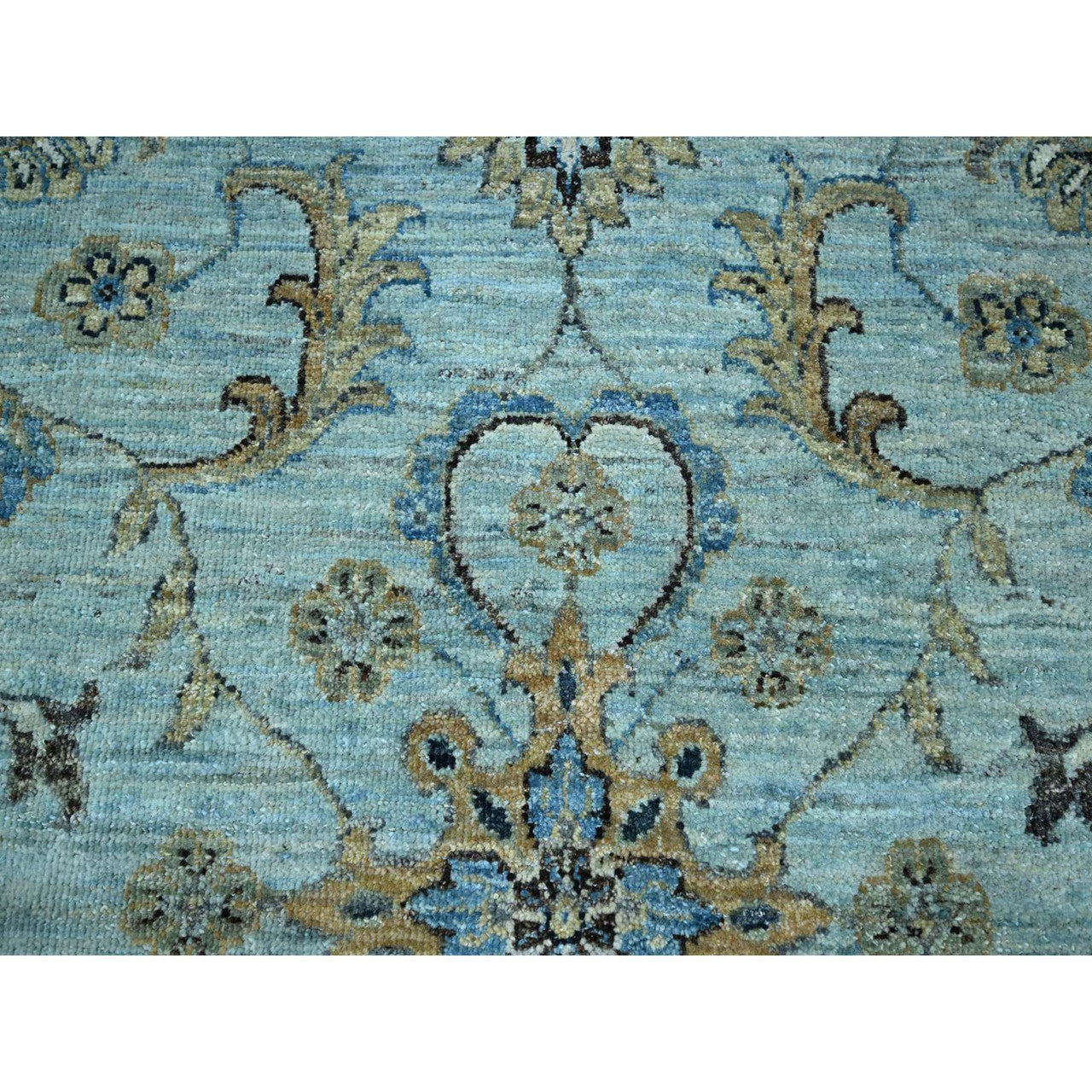 Blue 12'2" x 15'3" Oushak And Peshawar Hand knotted Wool Rug - Sku: O076107