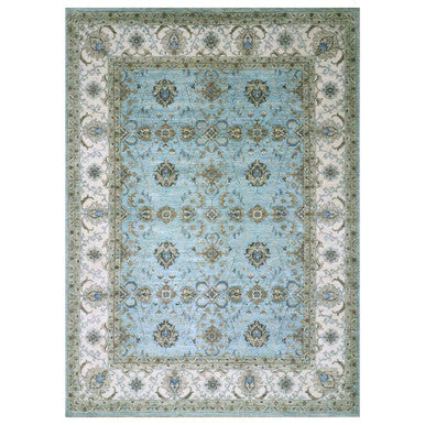 Oushak And Peshawar Wool Hand Knotted Rug Blue 9.11x13.10 -O076108
