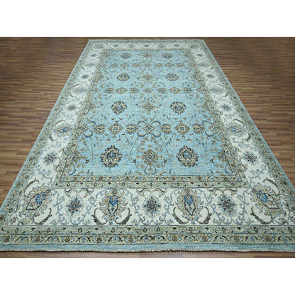 Oushak And Peshawar Wool Hand Knotted Rug Blue 9.11x13.10 -O076108