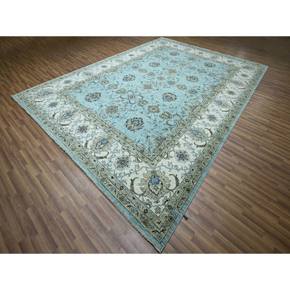 Oushak And Peshawar Wool Hand Knotted Rug Blue 9.11x13.10 -O076108