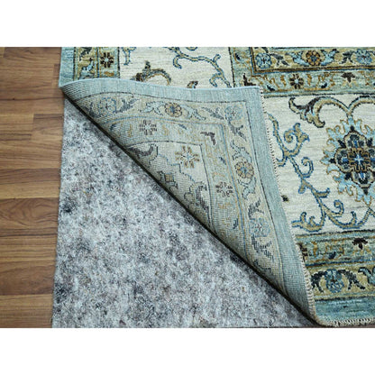 Oushak And Peshawar Wool Hand Knotted Rug Blue 9.11x13.10 -O076108