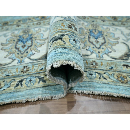 Oushak And Peshawar Wool Hand Knotted Rug Blue 9.11x13.10 -O076108