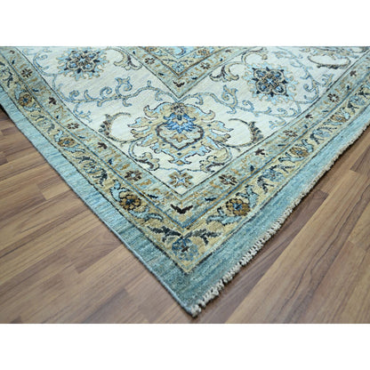 Oushak And Peshawar Wool Hand Knotted Rug Blue 9.11x13.10 -O076108