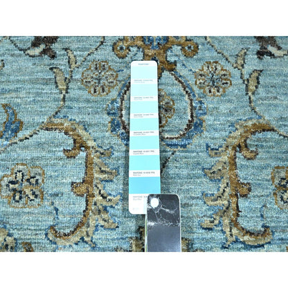 Oushak And Peshawar Wool Hand Knotted Rug Blue 9.11x13.10 -O076108